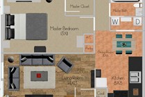 1Bedroom/1Bath Floorplan 